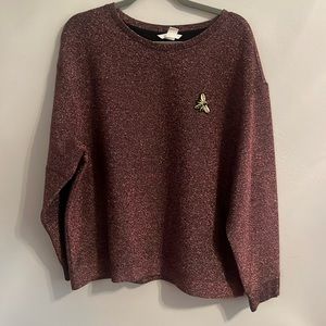 Pink and Black Tinsel with Bee broach like Appliqué